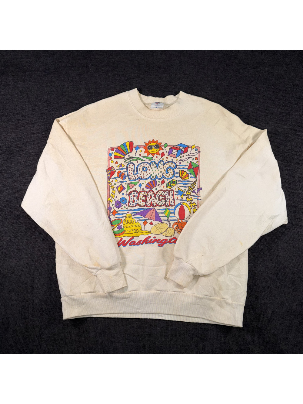 Jerzees Long Beach Washington Graphic Sweatshirt Size Large